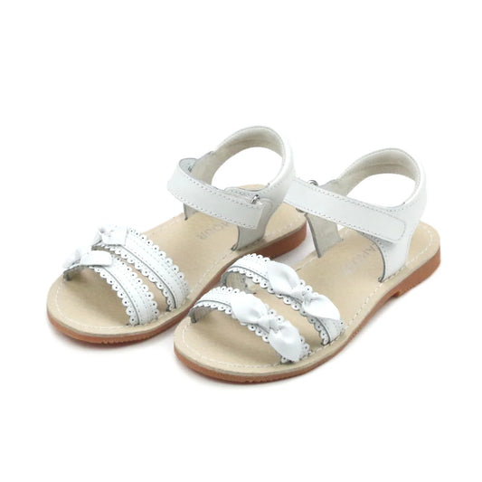 Josie Scalloped Bow Sandal - White