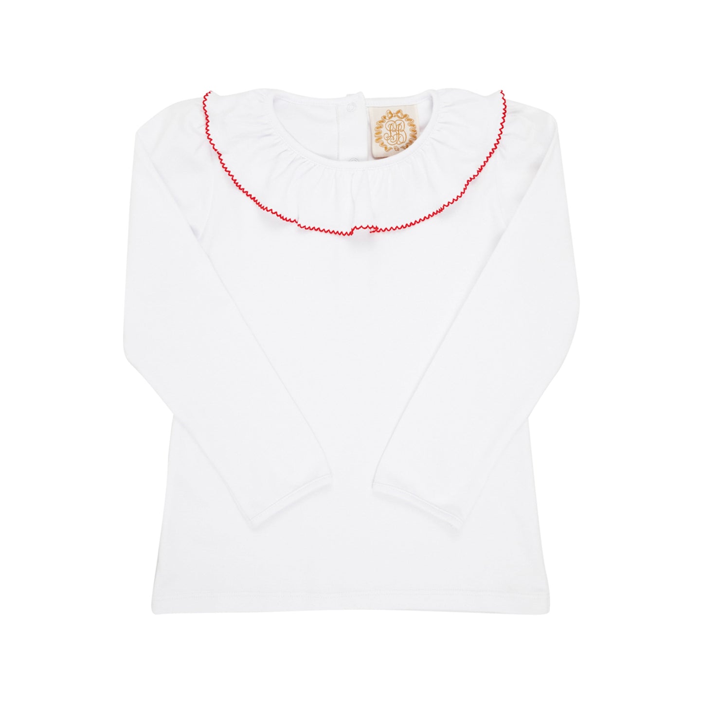 Long Sleeve Ramona Ruffle Collar Shirt - Worth Ave. White/Richmond Red
