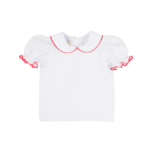 Maude’s Peter Pan Collar Shirt Ric Rac - Worth Ave. White/Richmond Red