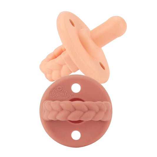 Sweetie Soother - Symmetrical Pacifier Set - Apricot & Terracotta - Braids