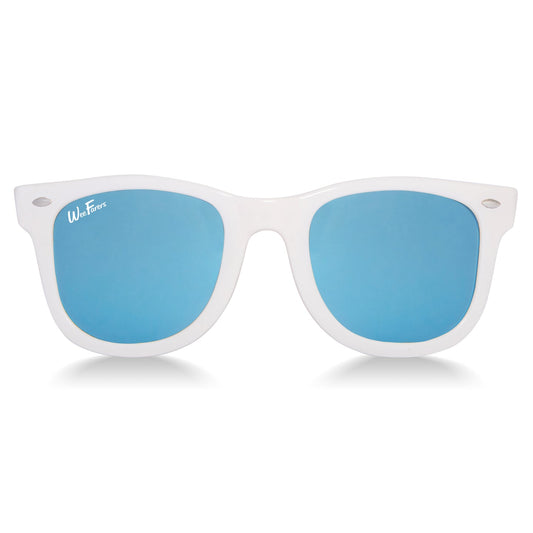 Polarized WeeFarers Sunglasses - White/Sky Blue