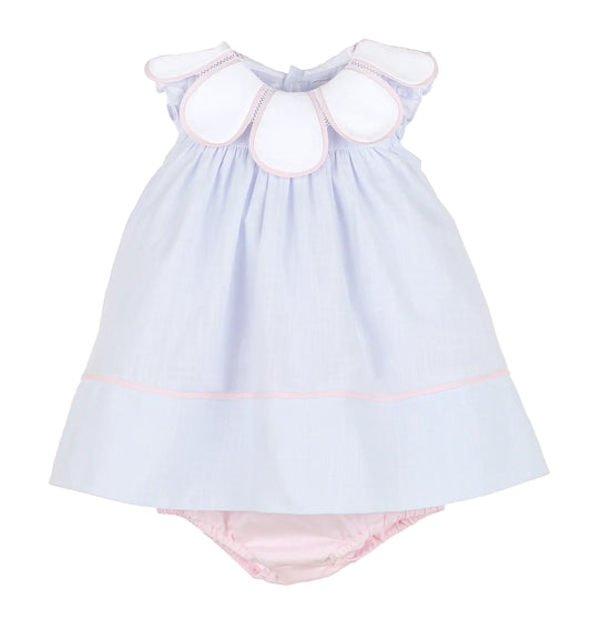Petal Float Dress | Blue with Pink trim