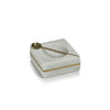 White Marble Square Salt & Pepper Bowl with Gold Spoon