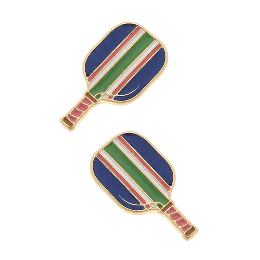 Ellie Pickleball Paddle Stud Earrings in Blue