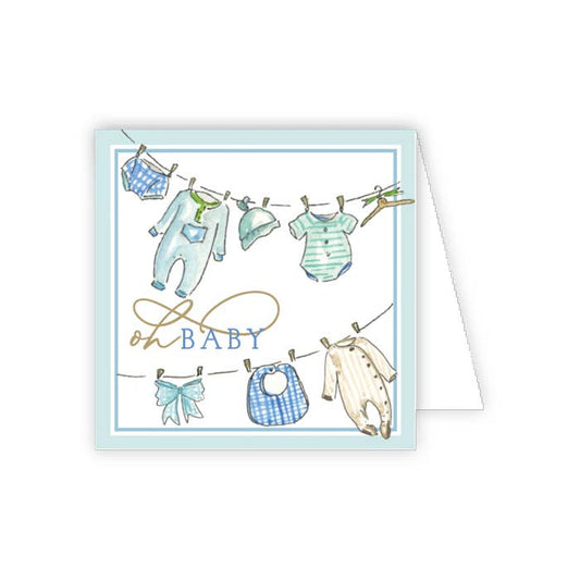 Oh Baby Blue Baby Clothesline Enclosure Card
