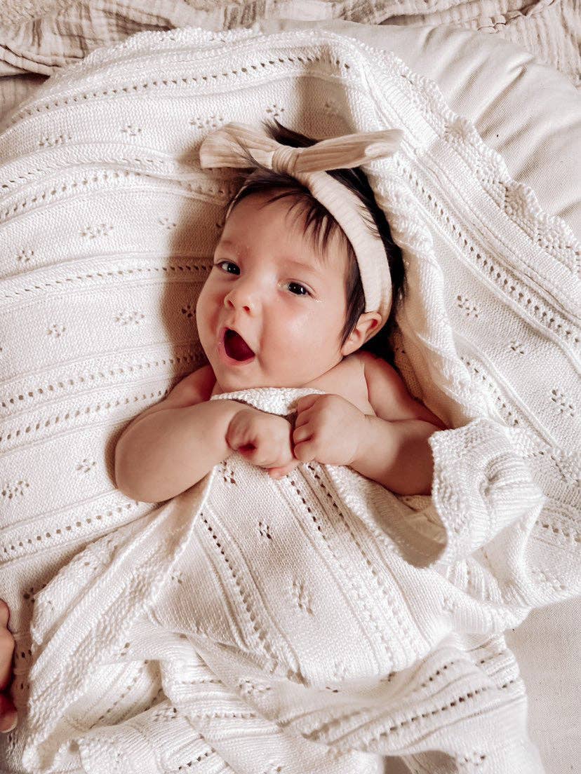 Pointelle Baby Blanket | White