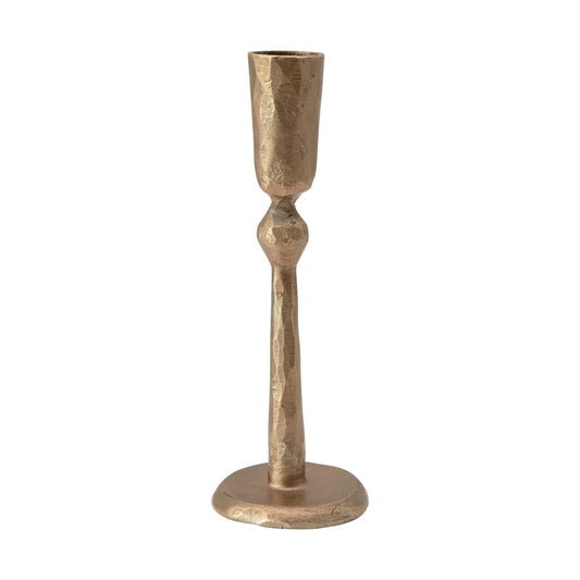 7" Hand-Forged Metal Taper Holder | Antique Brass