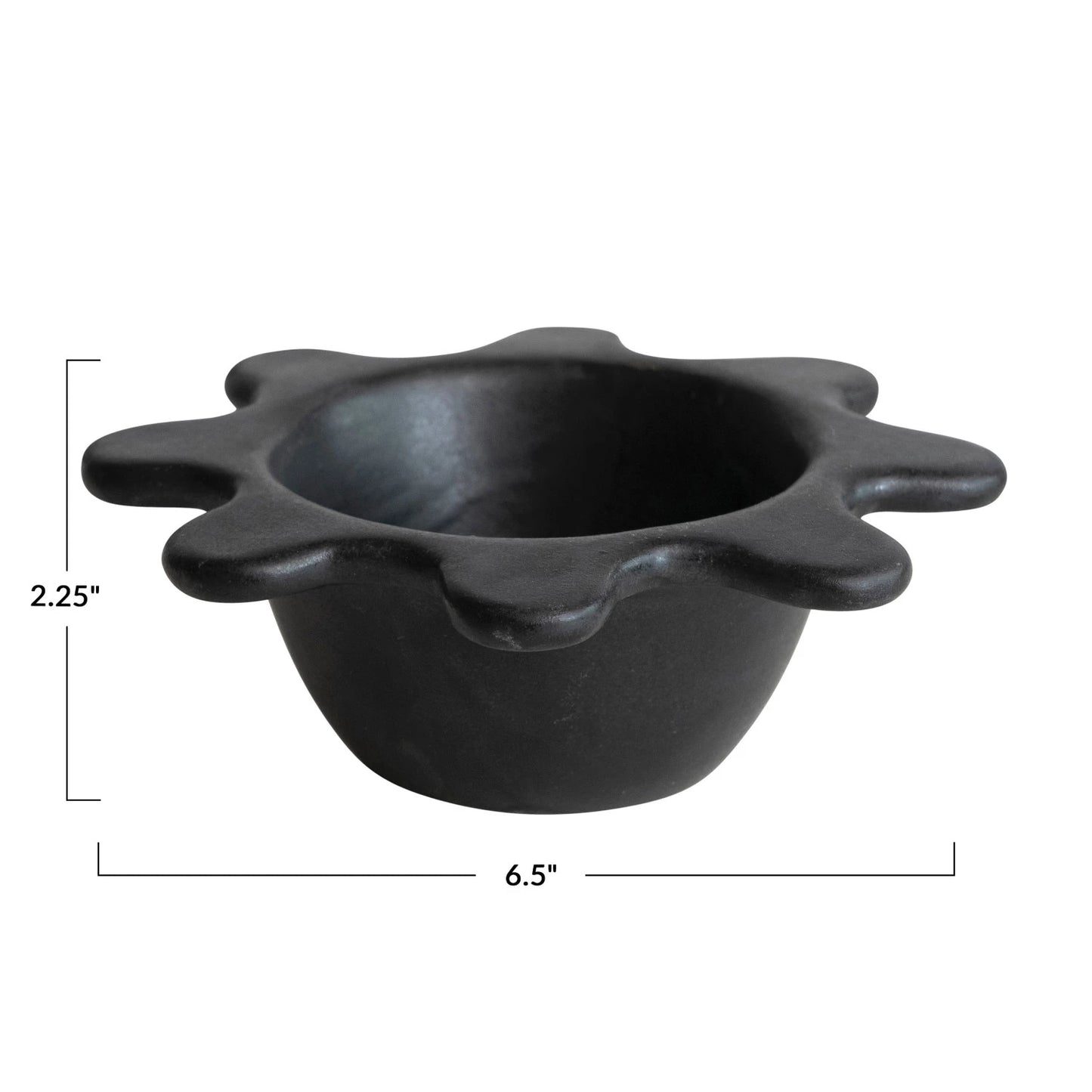 Stoneware Abstract Bowl, Matte Black