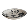 Hand-Painted Stoneware Bowl w/ Floral Design | Matte Black & Cream Color Speckled