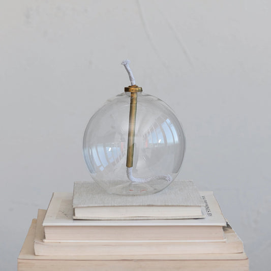 Glass Oil Lamp w/ Brass Fitting