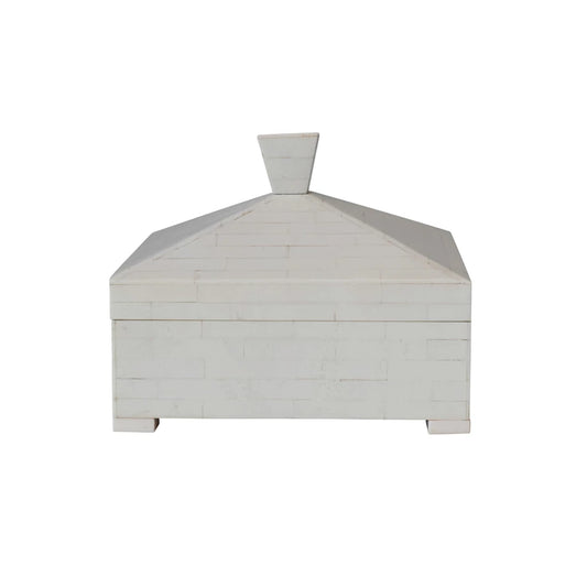 Resin Box w/ Pyramid Shaped Lid & Knob | Ivory