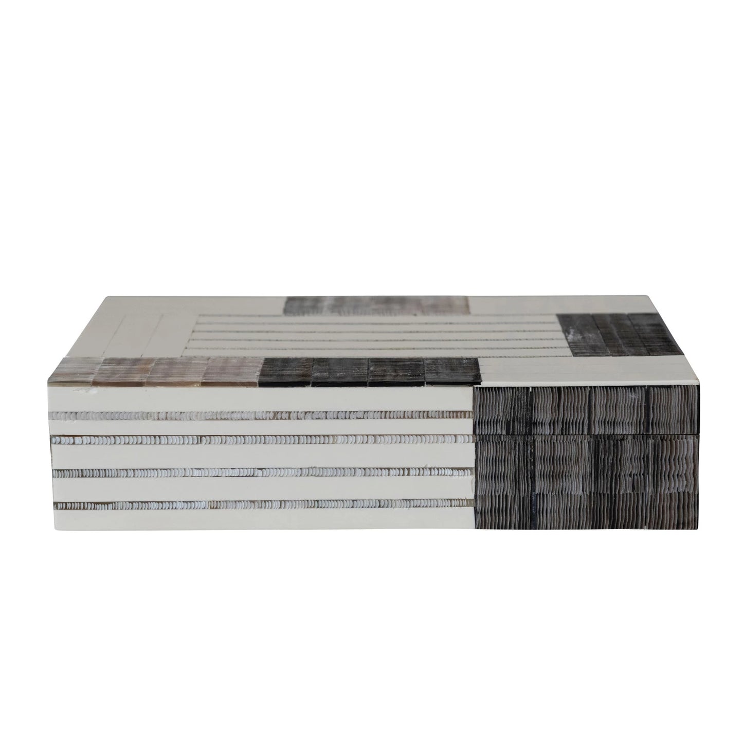 Resin & MDF Box w/ Horn Inlay, Multi Color | 10"