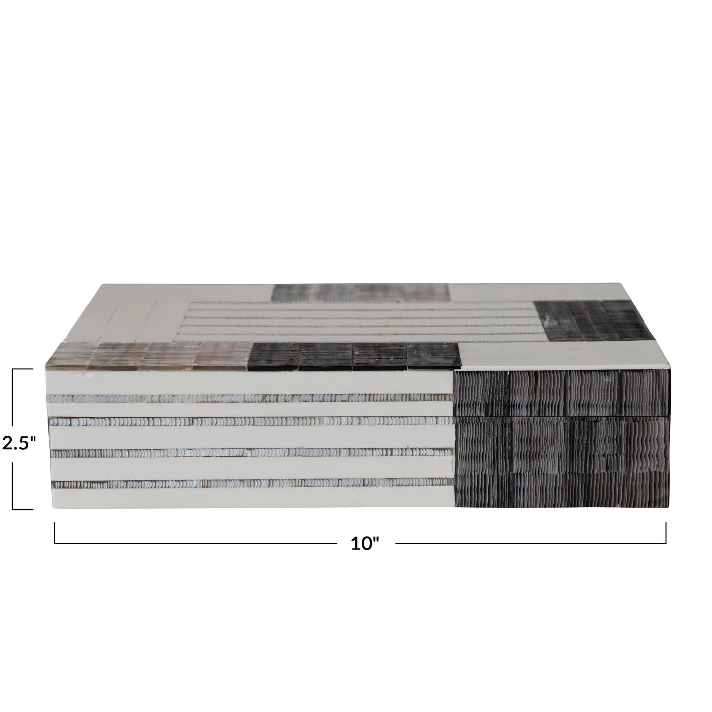 Resin & MDF Box w/ Horn Inlay, Multi Color | 10"