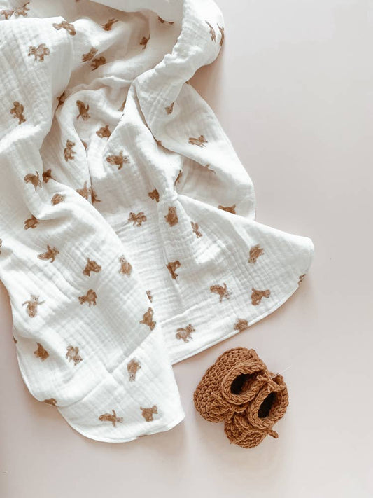 Muslin Baby Blanket | Teddybear