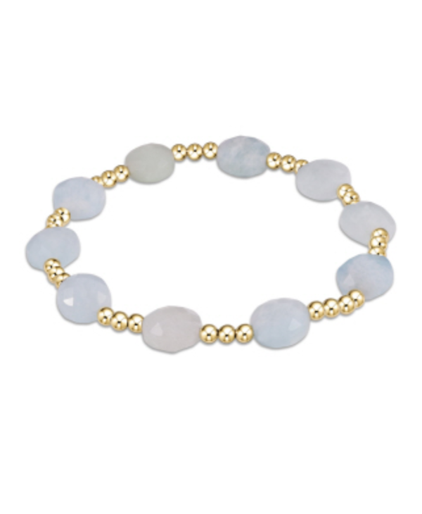 Admire Gold 3mm Bead Bracelet | Aquamarine