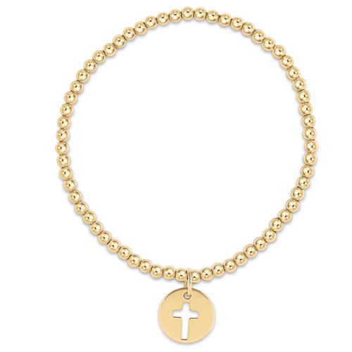 classic gold 3mm bead bracelet | blessed gold charm | extends