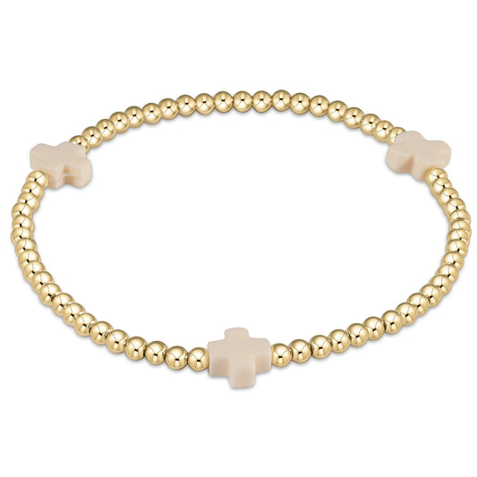 enewton extends | signature cross gold pattern 3mm bead bracelet | off-white