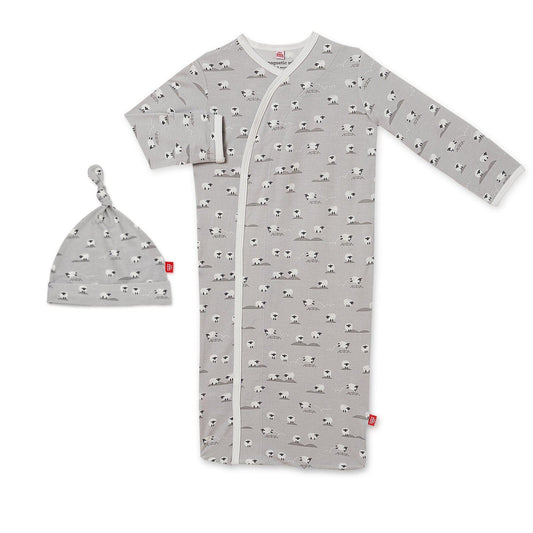 Gray Baa Baa Baby Modal Magnetic Gown Set