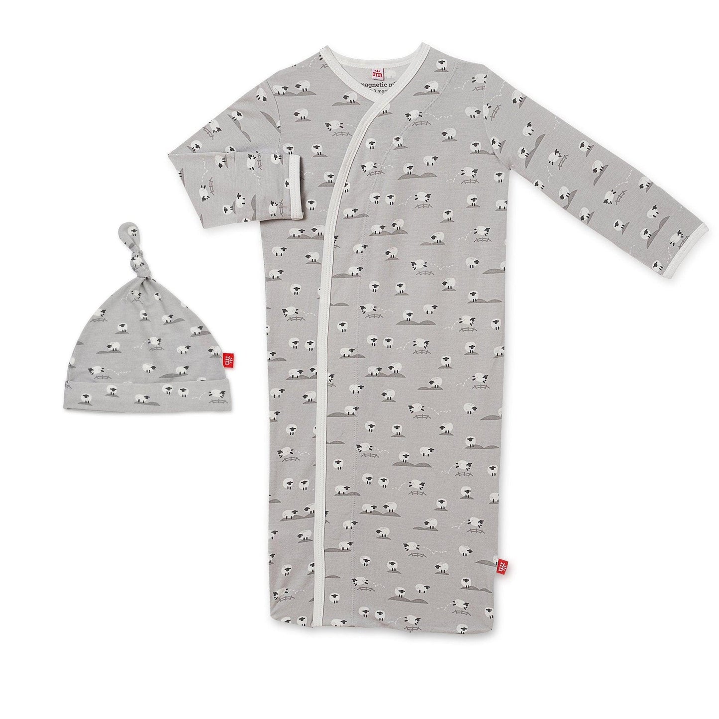 Gray Baa Baa Baby Modal Magnetic Gown Set