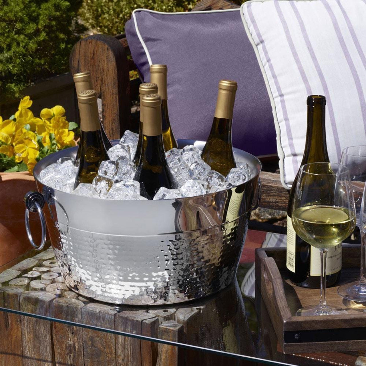 Hammered and Polished Beverage Tub, 12 Quart
