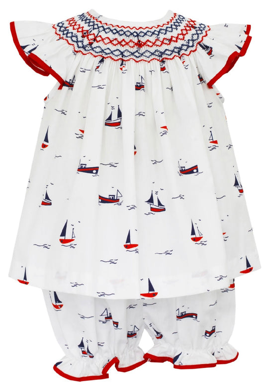 Nautical - Angel Wing Bishop/Bloomer Set - Sailboat Print