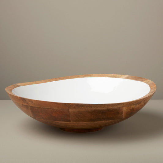 Madras Mango Wood & White Enamel Oversized Bowl