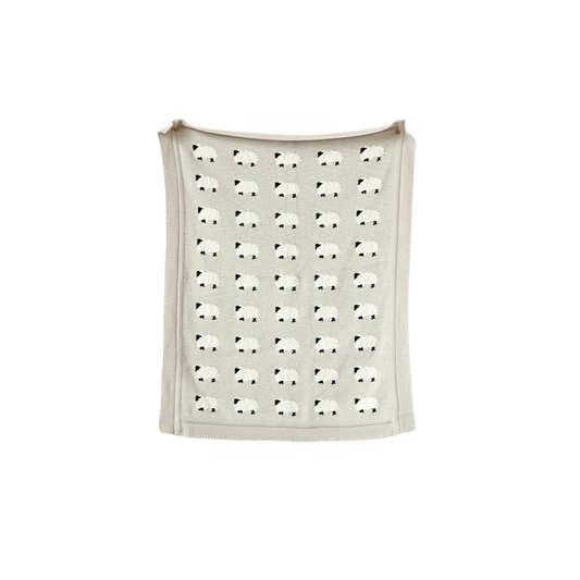 Cotton Knit Baby Blanket | Sheep | 40x32