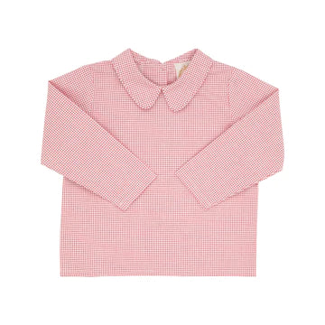 Peter Pan Shirt -Broadcloth-Long Sleeve- Richmond Red Windowpane