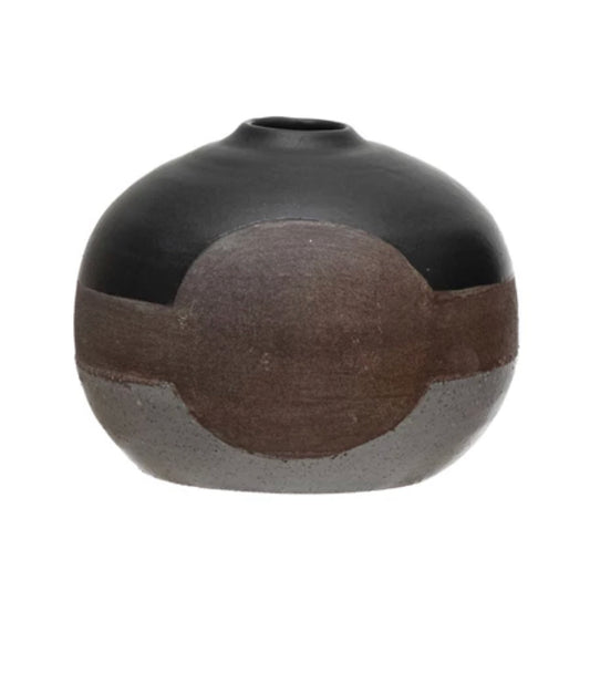 Black/Brown Terracotta Vase - S